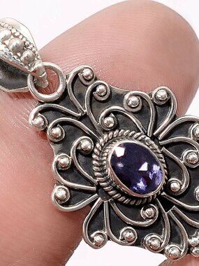 New - Iolite 925 Sterling Silver Pendant - Includes a Chain